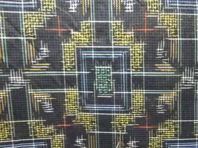 JAPANESE KIMONO / ANTIQUE ABSTRACT PATTERN WOVEN AUTHENTIC MURAYAMA OS